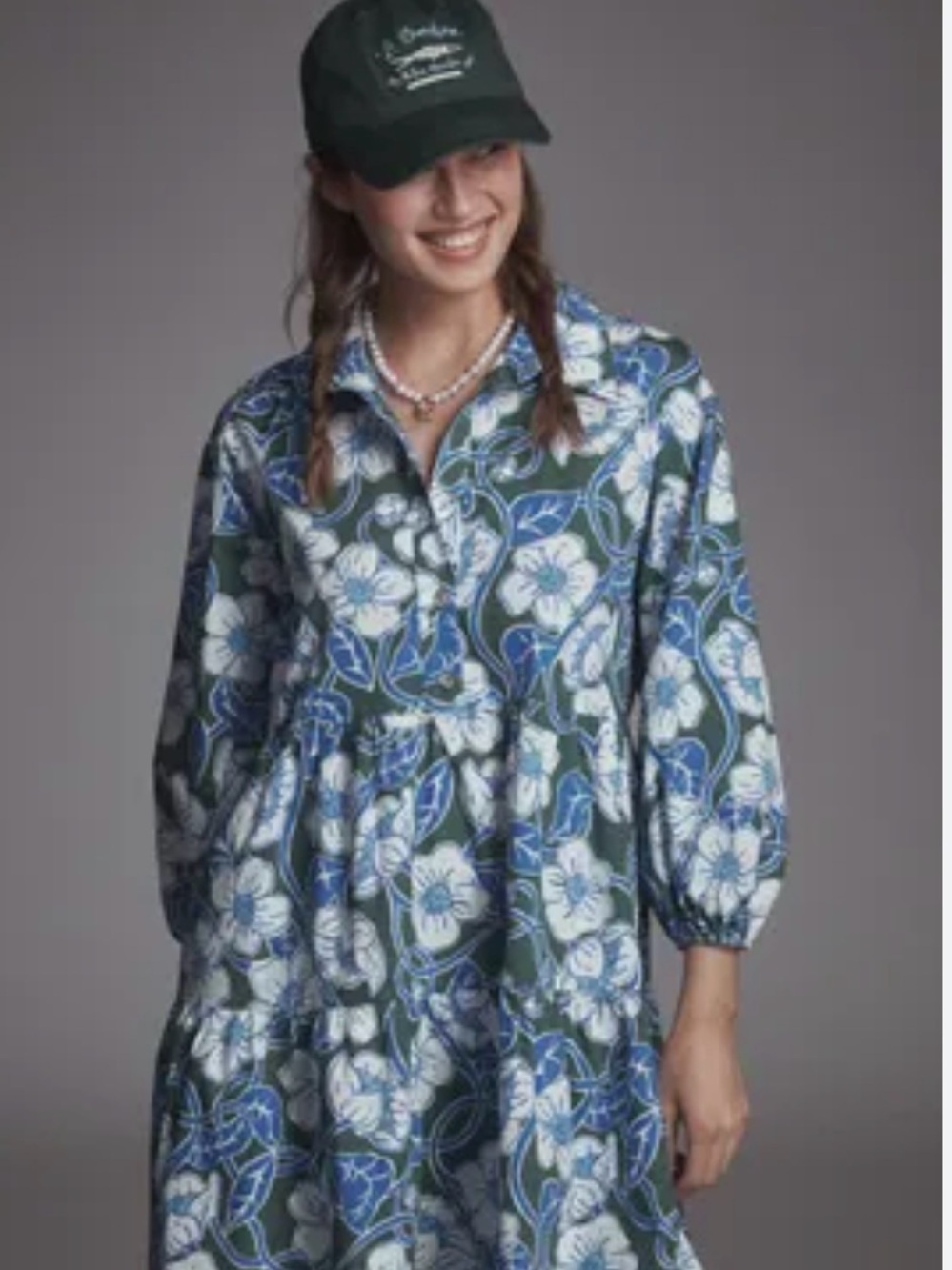 Maeve Blue & Green Floral Tiered Betina Dress